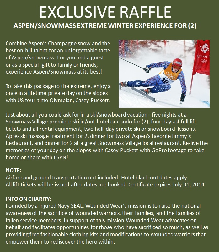 Enter Raffle for Aspen Vacation, Support Wounded&nbsp;Soldiers