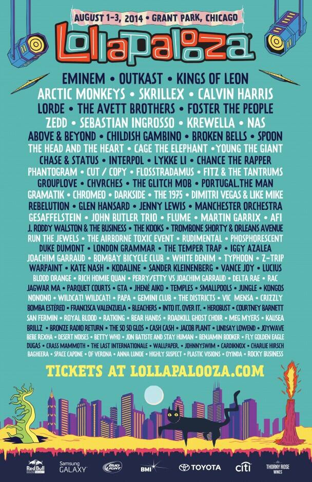 Lollapalooza 2014 Official&nbsp;Lineup