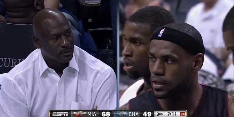LeBron Stares Down Michael Jordan Before&nbsp;Dunk